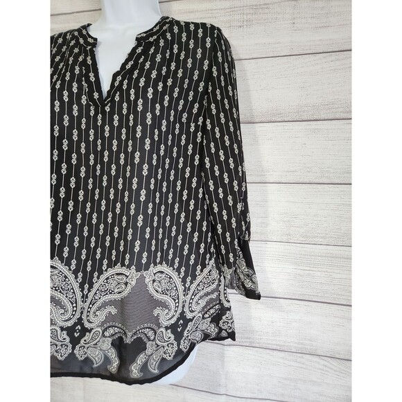 Charming Charlie vintage small black white sheer blouse - Picture 3 of 6